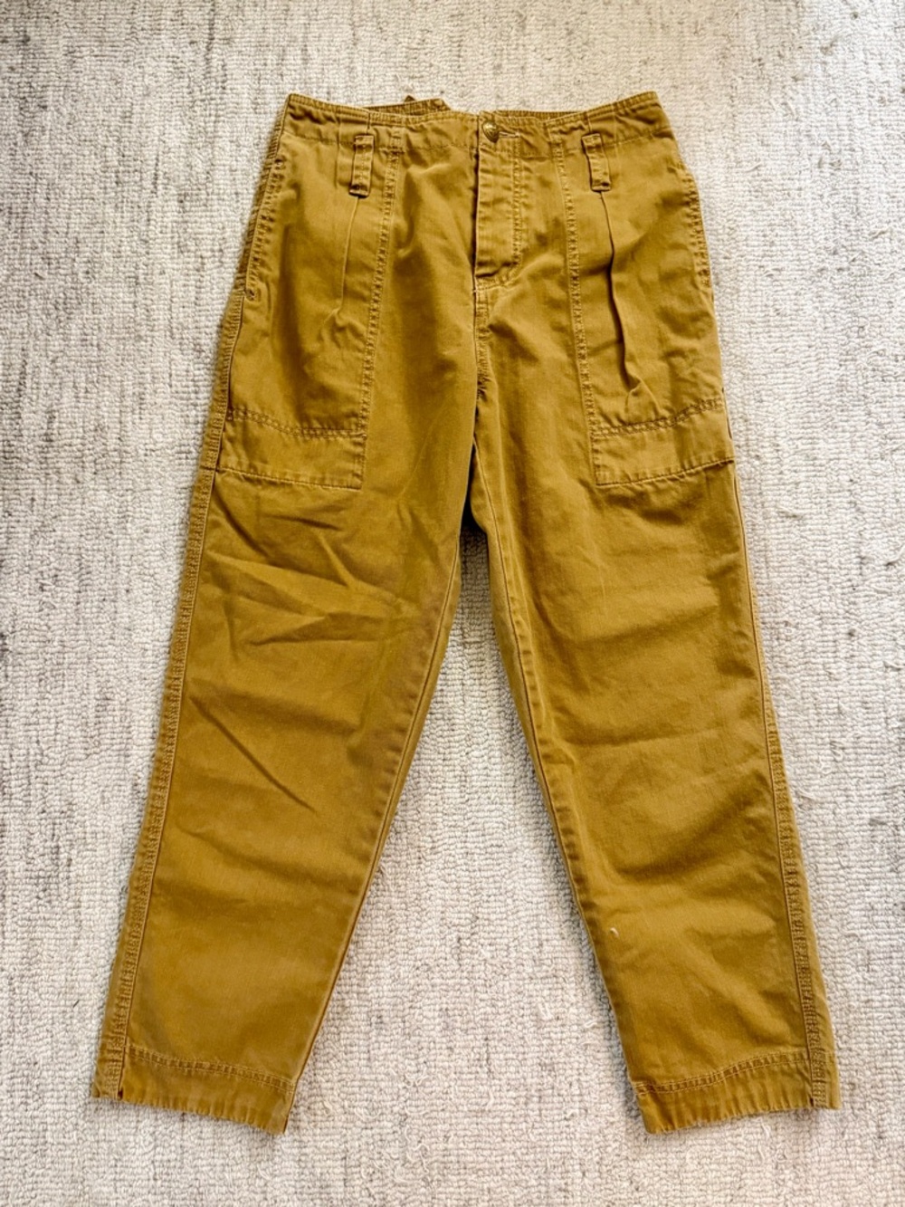 Free People Size 4 Twill Buckle Back Mustard High Rise Pants